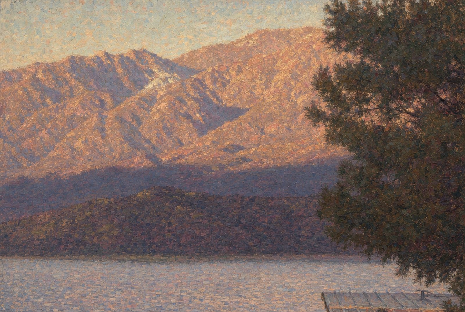 Montanhas de Potrerillos no fim da tarde, em pintura impressionista