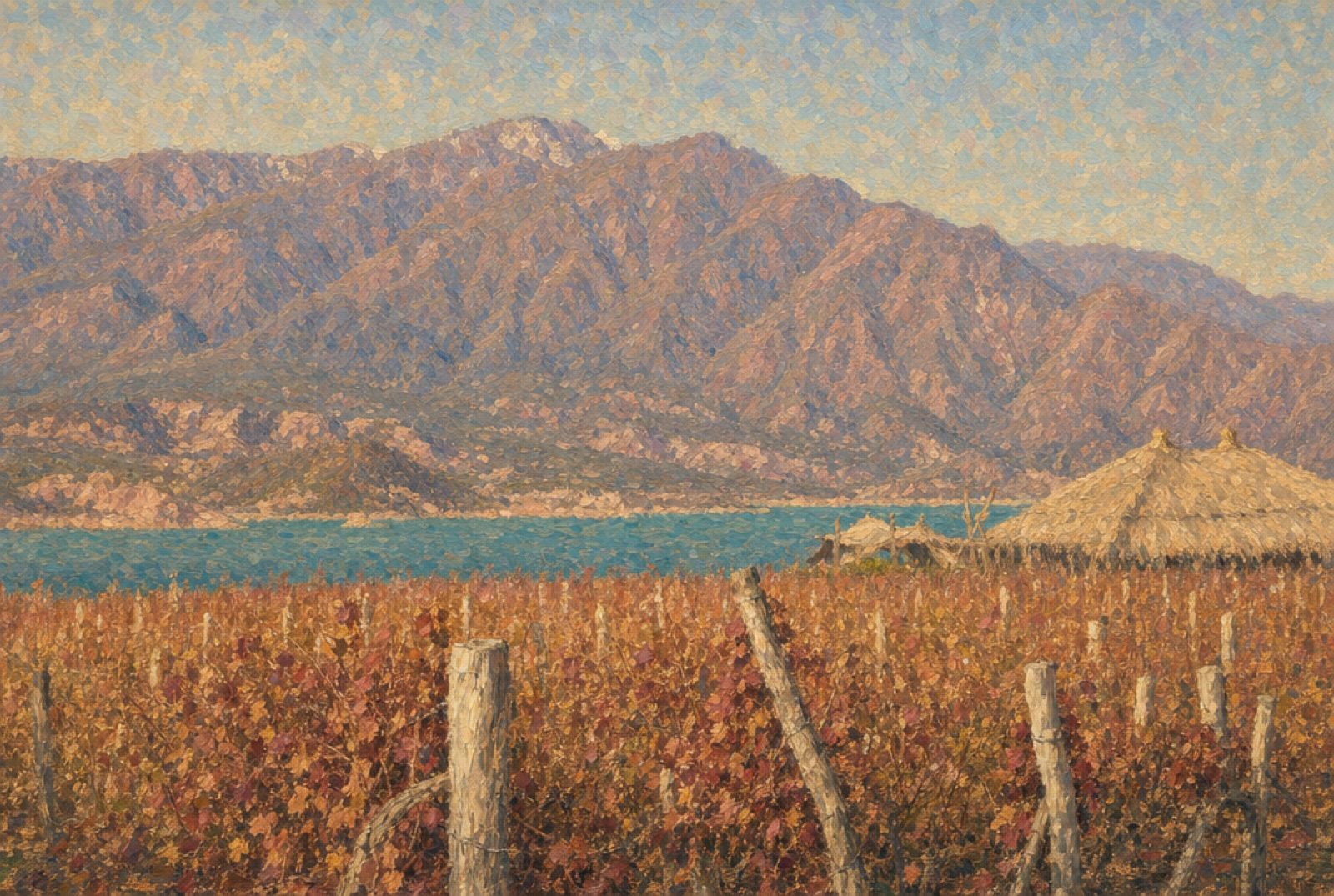 Vinhedos de Potrerillos, em pintura impressionista